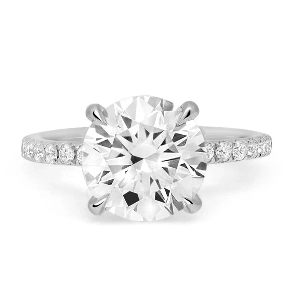 3.49Cttw Round Cut Lab Grown & Natural Diamond Engagement Ring 18K White Gold - Picture 2 of 5